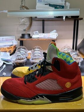 JORDAN 5 WHAT THE SNEAKERS MENS.